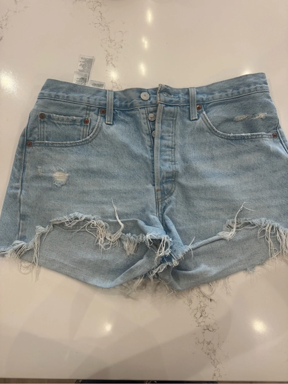 Light Wash Distressed Denim Jean Shorts